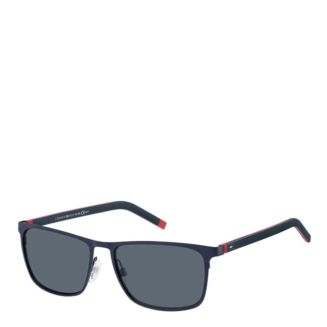 Tommy Hilfiger Matte Blue Red Rectangular Sunglasses 57mm