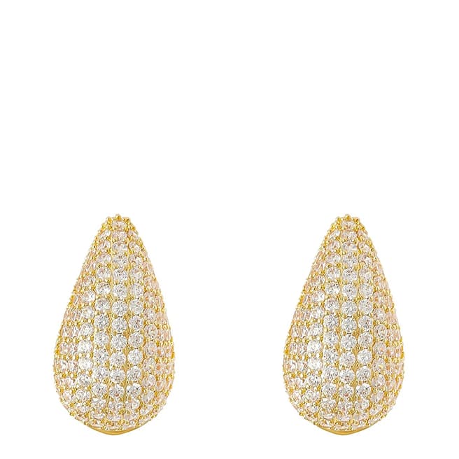 Chloe Collection by Liv Oliver 18K Gold Pave Tear Drop Post Earrings