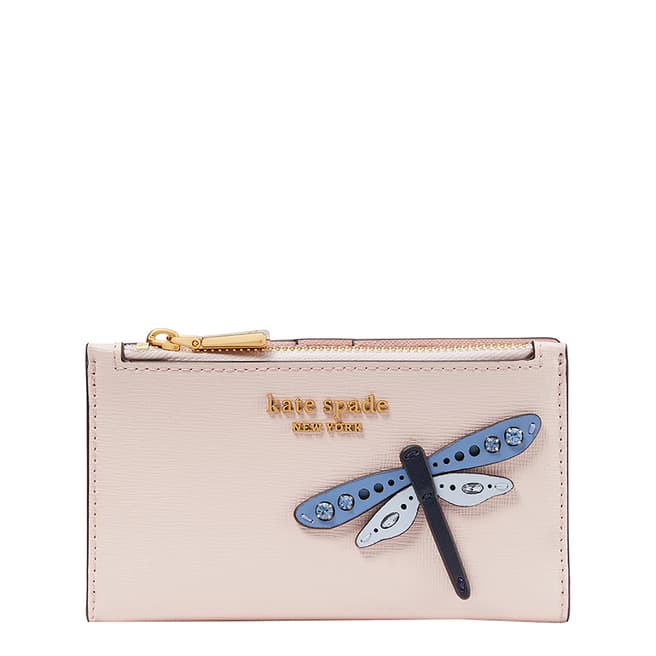 Kate Spade Dragonfly Novelty Embellished Saffiano Leather Small Slim Bifold Wallet