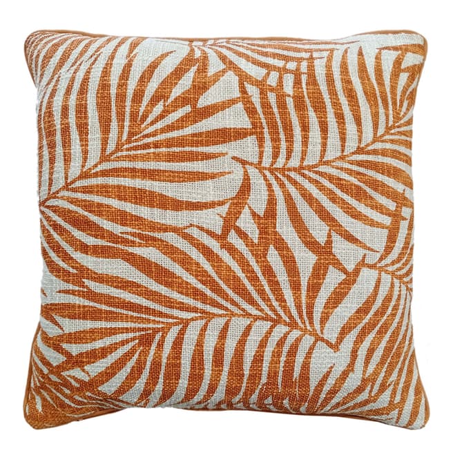 Malini Leaf Print On Loose Weave Orange  45 x 45 cm