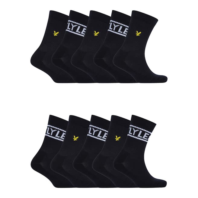 Lyle & Scott Black 10 Pack Sport Sock Gift Box