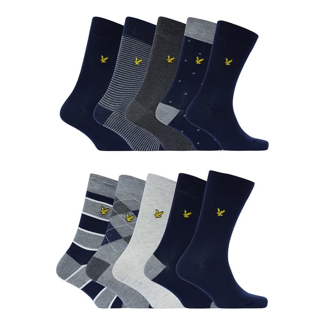 Lyle & Scott Multi 10 Pack Formal Sock Gift Box