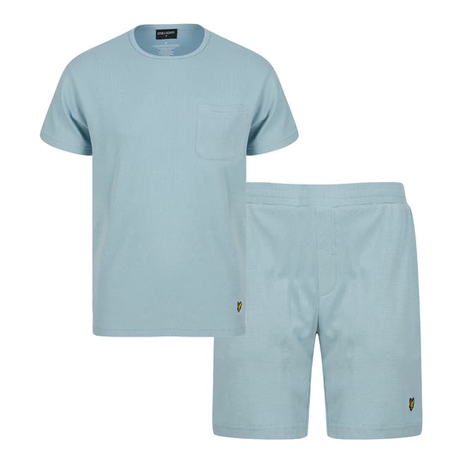 Lyle & Scott Light Blue Waffle Short Sleep Set