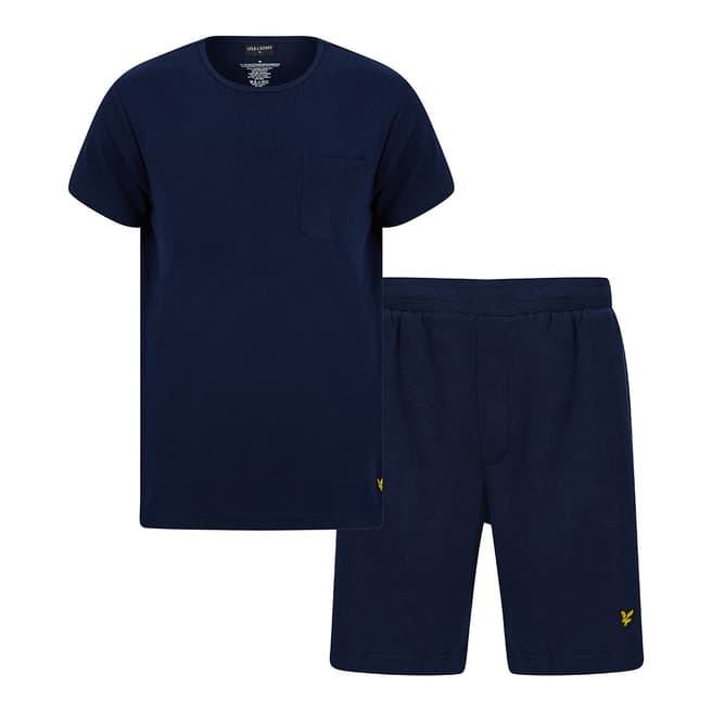 Lyle & Scott Navy Waffle Short Sleep Set