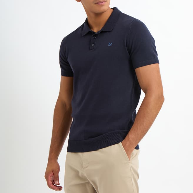 Crew Clothing Navy Short Sleeve Cotton Polo