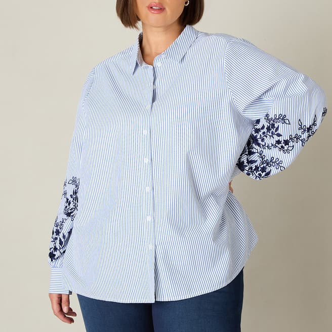 Live Unlimited Blue Stripe Embroidered Shirt