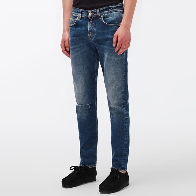 7 For All Mankind Mid Blue Slimmy Tapered Stretch Slim Jeans