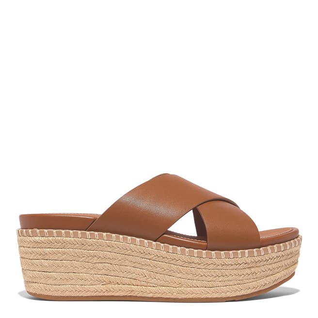 FitFlop Brown Leather Eloise Espadrille  Wedge Slides