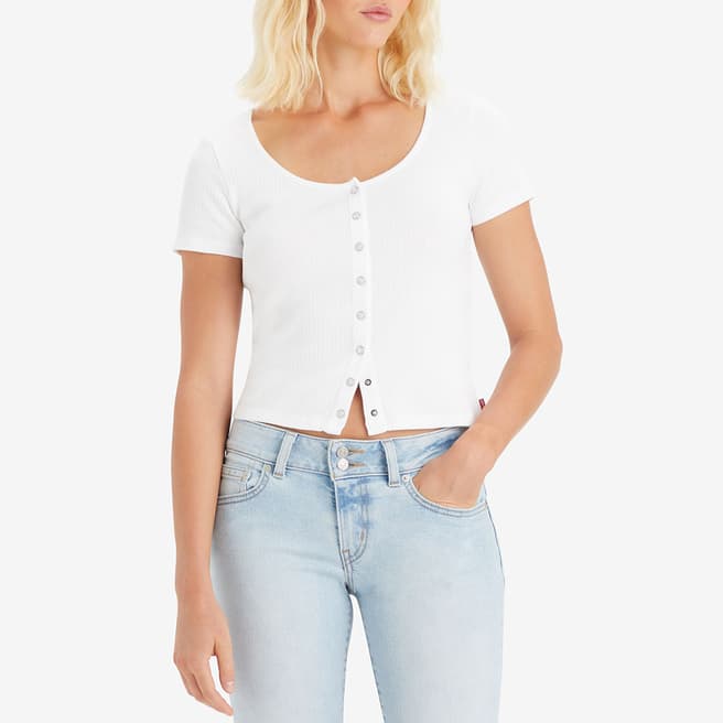 Levi's White Britt Snap Front Cotton Top