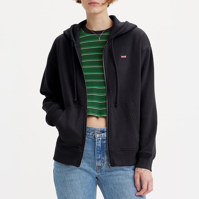 Levi's Black Standard Zipped Cotton Blend Hoodie