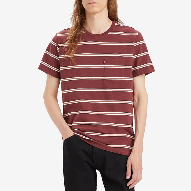 Levi's Red Chest Pocket Striped Cotton T-Shirt