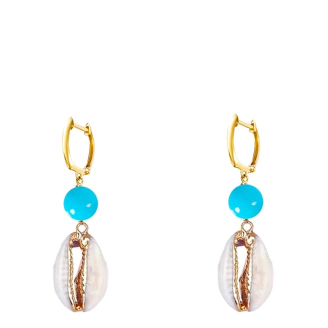 Liv Oliver 18K Gold Turquoise Shell Drop Earrings