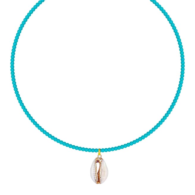 Liv Oliver 18K Gold Turquoise Shell Drop Necklace