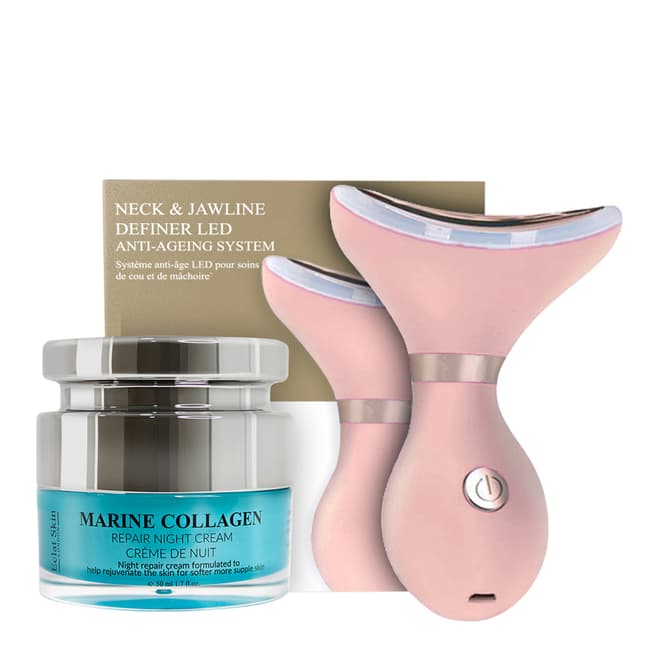 Eclat Skin London Neck & Jawline Definer Led Anti-Ageing System + Marine Collagen Night Cream 50ml