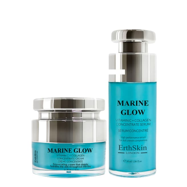 Erth Skin London Marine Glow Vitamin C + Collagen Concentrate Serum 30ml Marine Glow + Vitamin C Concentrate Cream 50ml