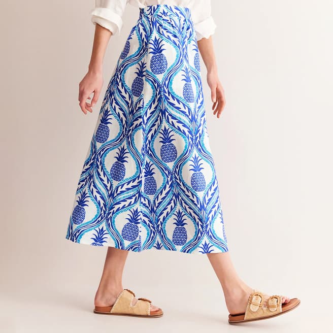 Boden Blue Florence Linen Skirt