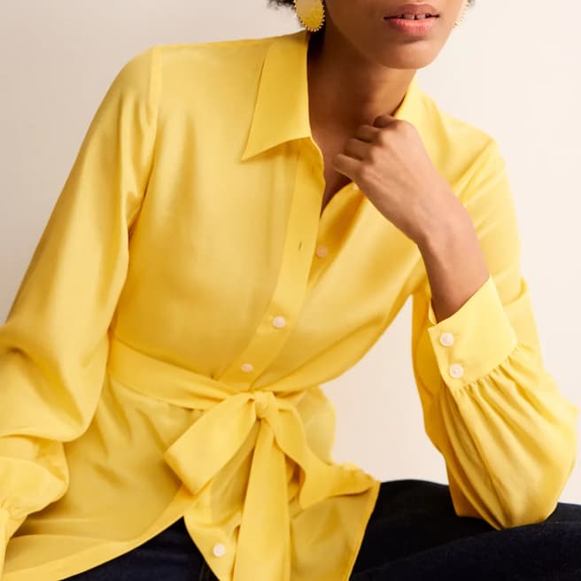 Boden Yellow Belted Silk Shirt