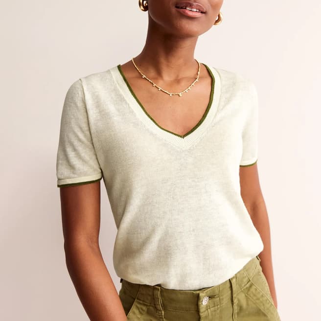 Boden Cream Linen Maggie T-Shirt