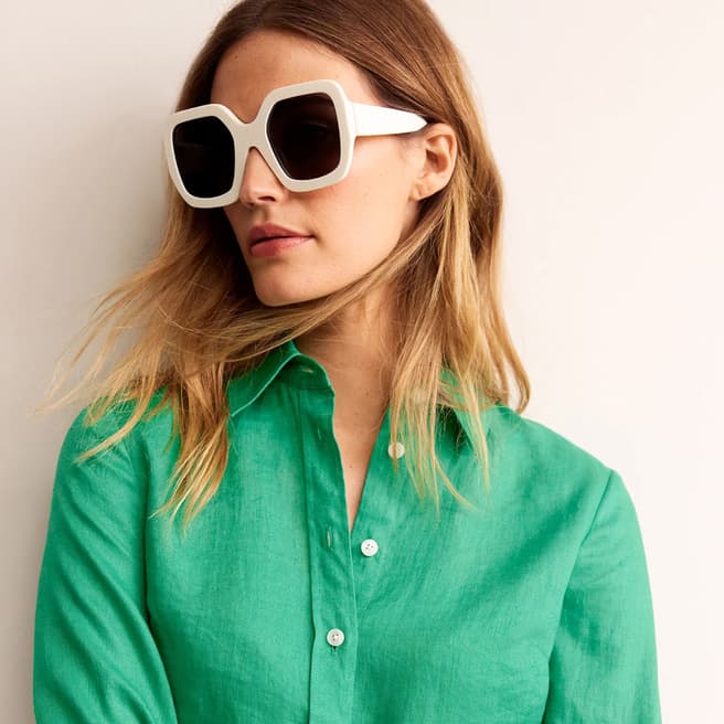 Boden White Oversized Square Sunglasses