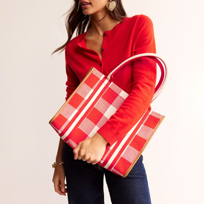 Boden Red Tilda Cotton Tote Bag 