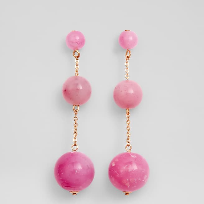 L K Bennett Malon Pink Acrylic Ball Drop Earrings