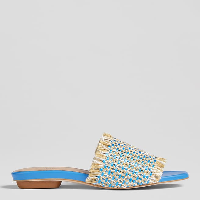 L K Bennett Blue/Cream Meera Flat Sandals