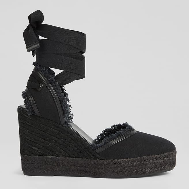 L K Bennett Black Sofia Wedge Sandals