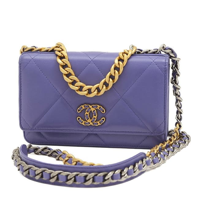 Vintage Chanel Purple Chanel Wallet On Chain Wallet - AB