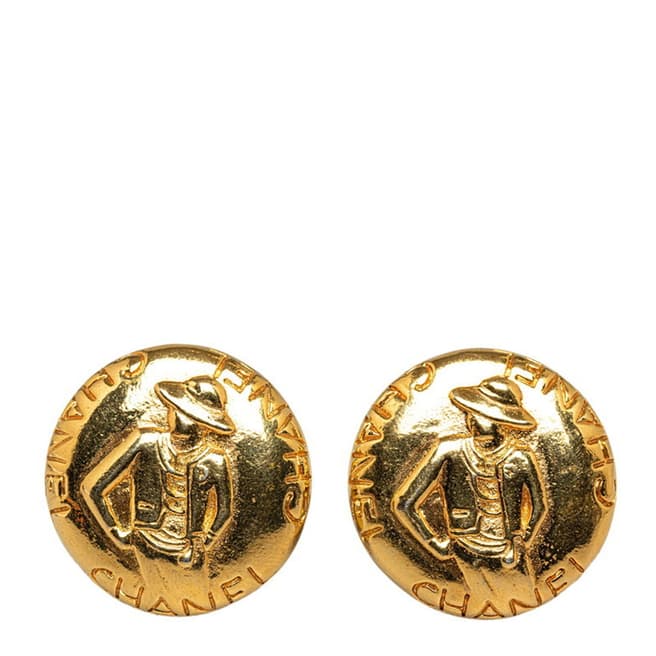 Vintage Chanel Gold Chanel Mademoiselle Earrings - A