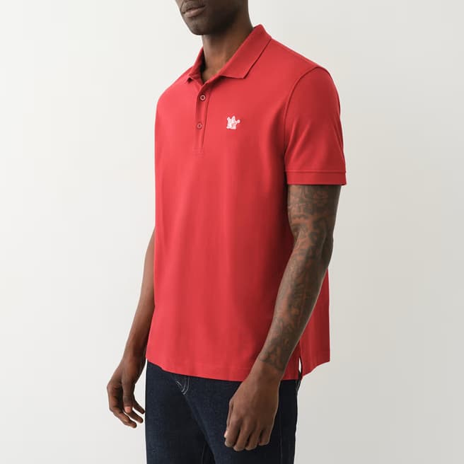 True Religion Red Buddha Patch Logo Cotton Polo Shirt