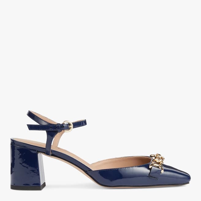 L K Bennett Navy Leather Mindy Open Courts