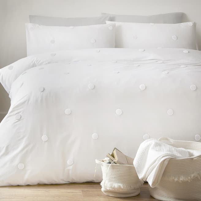 Appletree Dot Garden Single Duvet Set, Linen/White