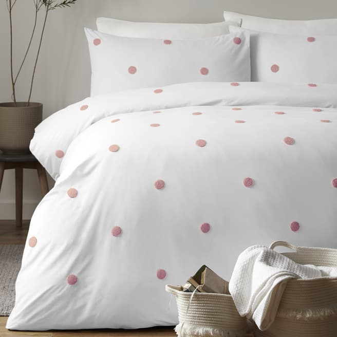 Appletree Dot Garden Single Duvet Set, White/Pink