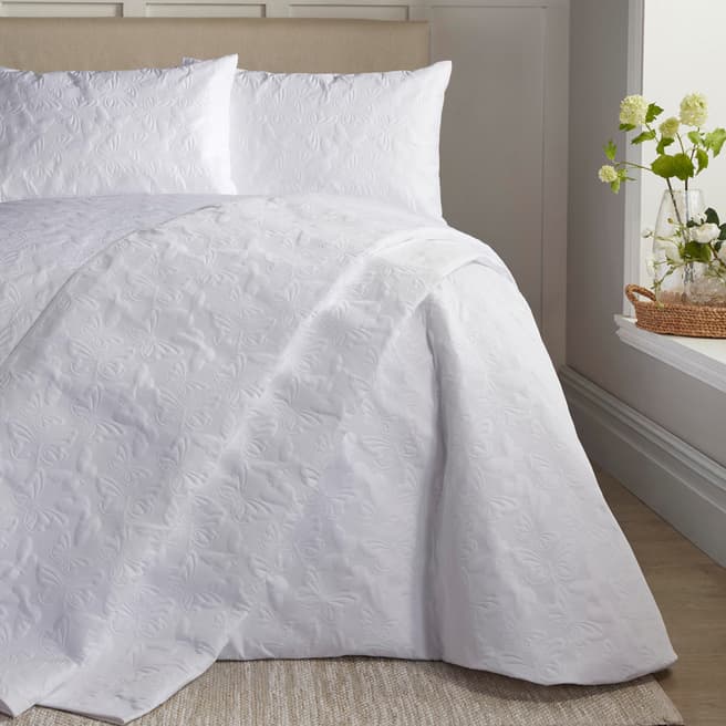 Serene Butterfly Garden King Duvet Set, White