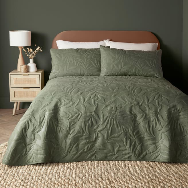 Serene Luana Double Quilt,  Dark Green