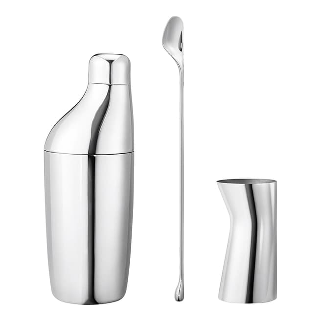 Georg Jensen Sky Giftset Shaker, Stirring Spoon and Jigger