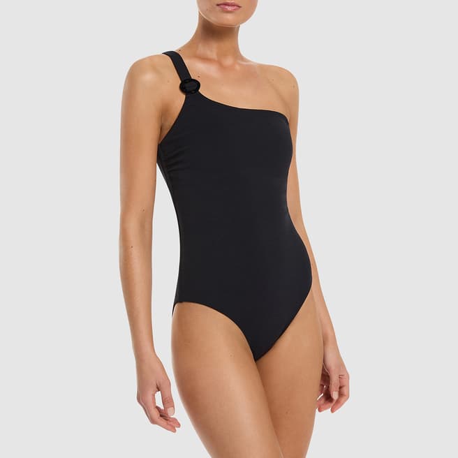 Jets Black One Shoulder Swimsuit