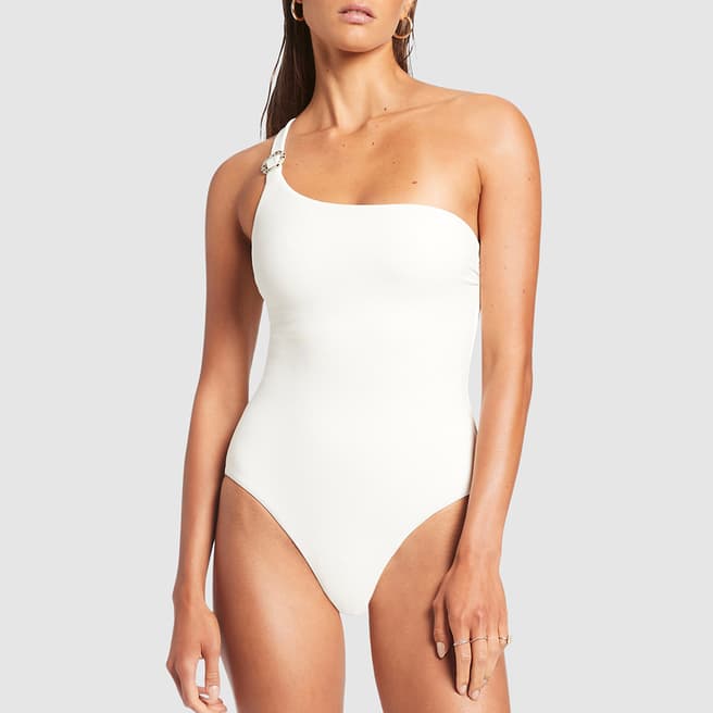 Jets Cream One Shoulder Swimsuit