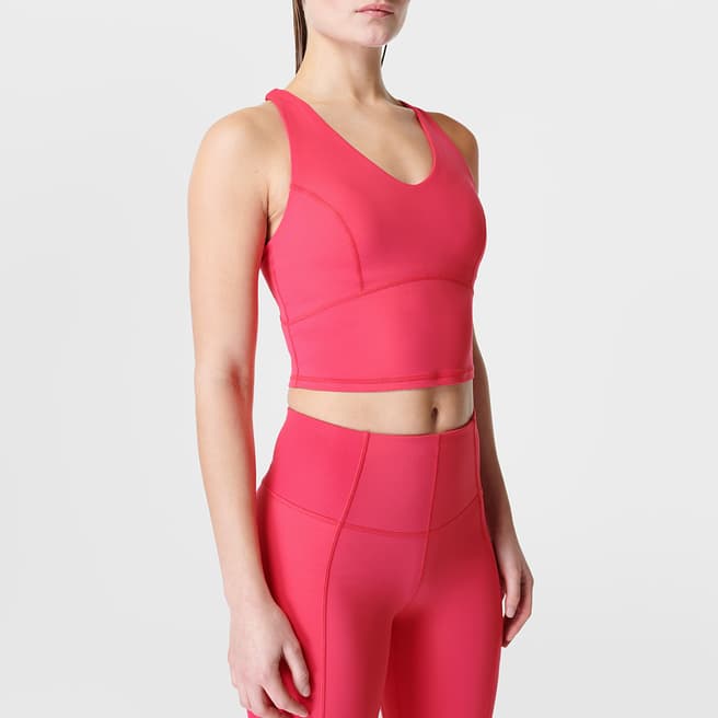 Sweaty Betty Glow Pink Super Soft Crop Strappy Back Workout Bra Tank