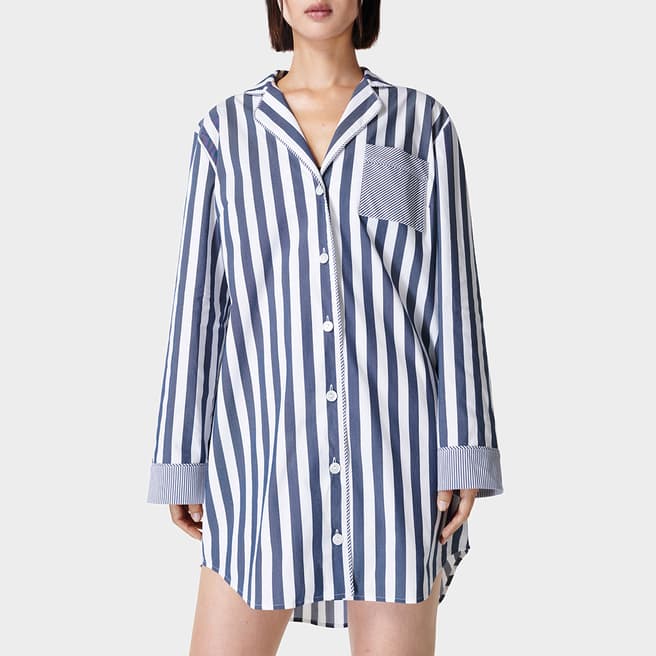 Sweaty Betty Blue Stripe Print Restful Sleep Shirt