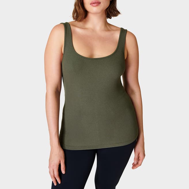 Sweaty Betty Olive Green Harper Scoop Neck Tank