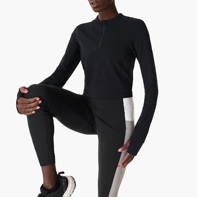 Sweaty Betty Black Power Half Zip Workout Top