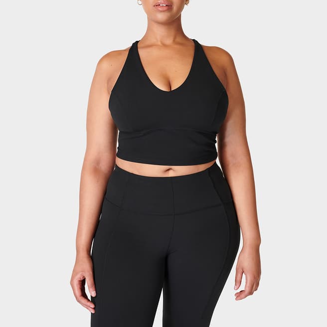 Sweaty Betty Black Super Soft Crop Strappy Back Workout Tank