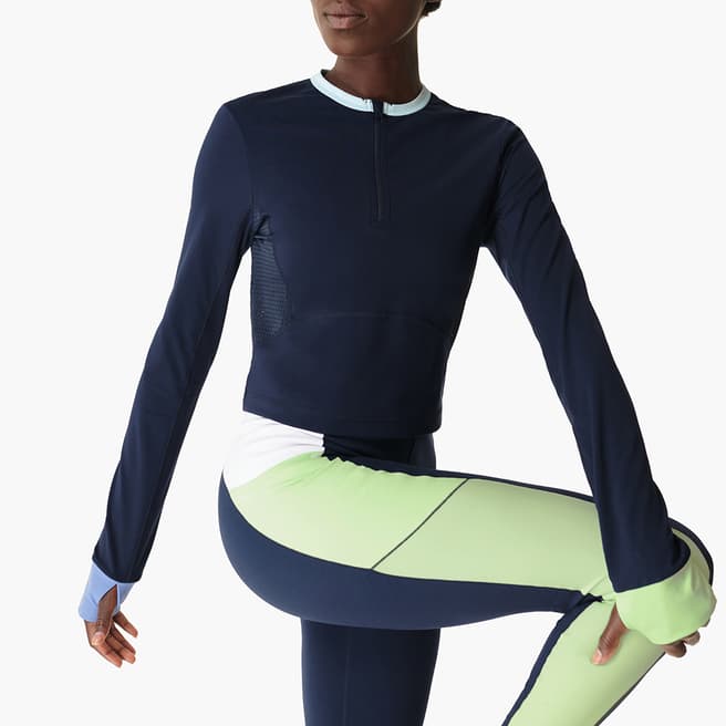 Sweaty Betty Navy Power Half Zip Workout Top 