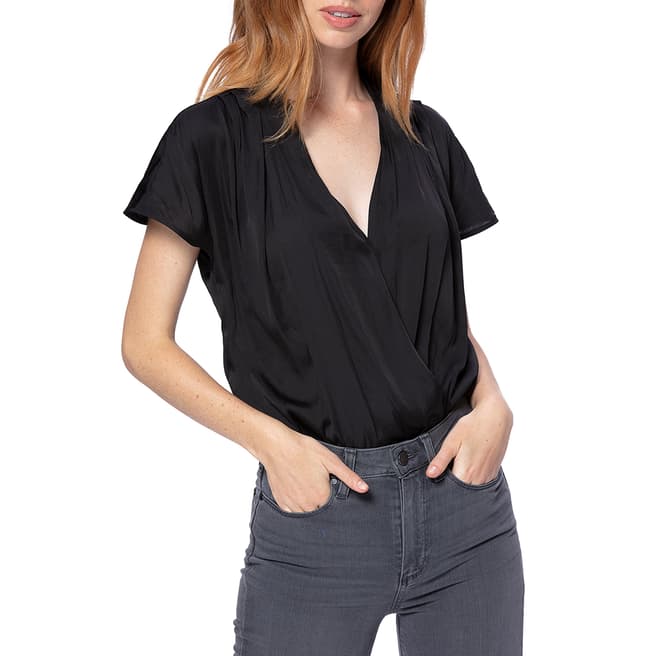 Paige Black Wrap Dijon Bodysuit