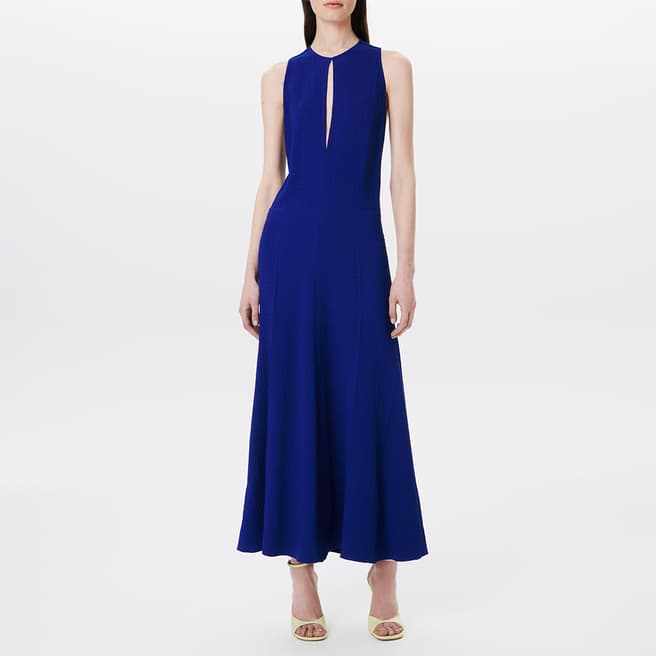 Victoria Beckham Blue Sleeveless Drape Midi Dress