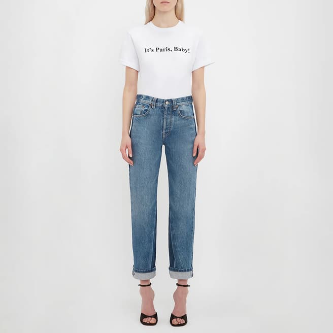 Victoria Beckham White Slogan Cotton T-Shirt