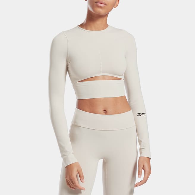 Victoria Beckham Ecru VB x Rbk Long Sleeve Crop Top