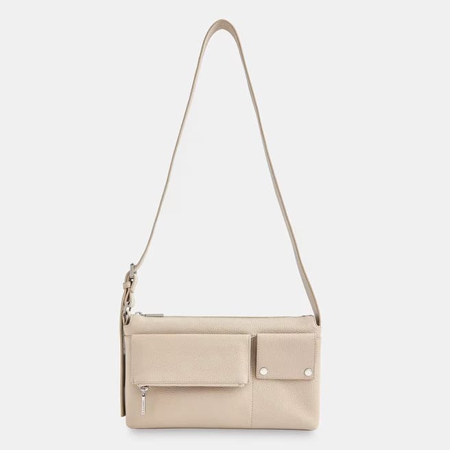 WHISTLES Taupe Tilda Pocket Detail Leather Bag