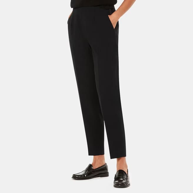 WHISTLES Black Ella Essential Wool Blend Trousers